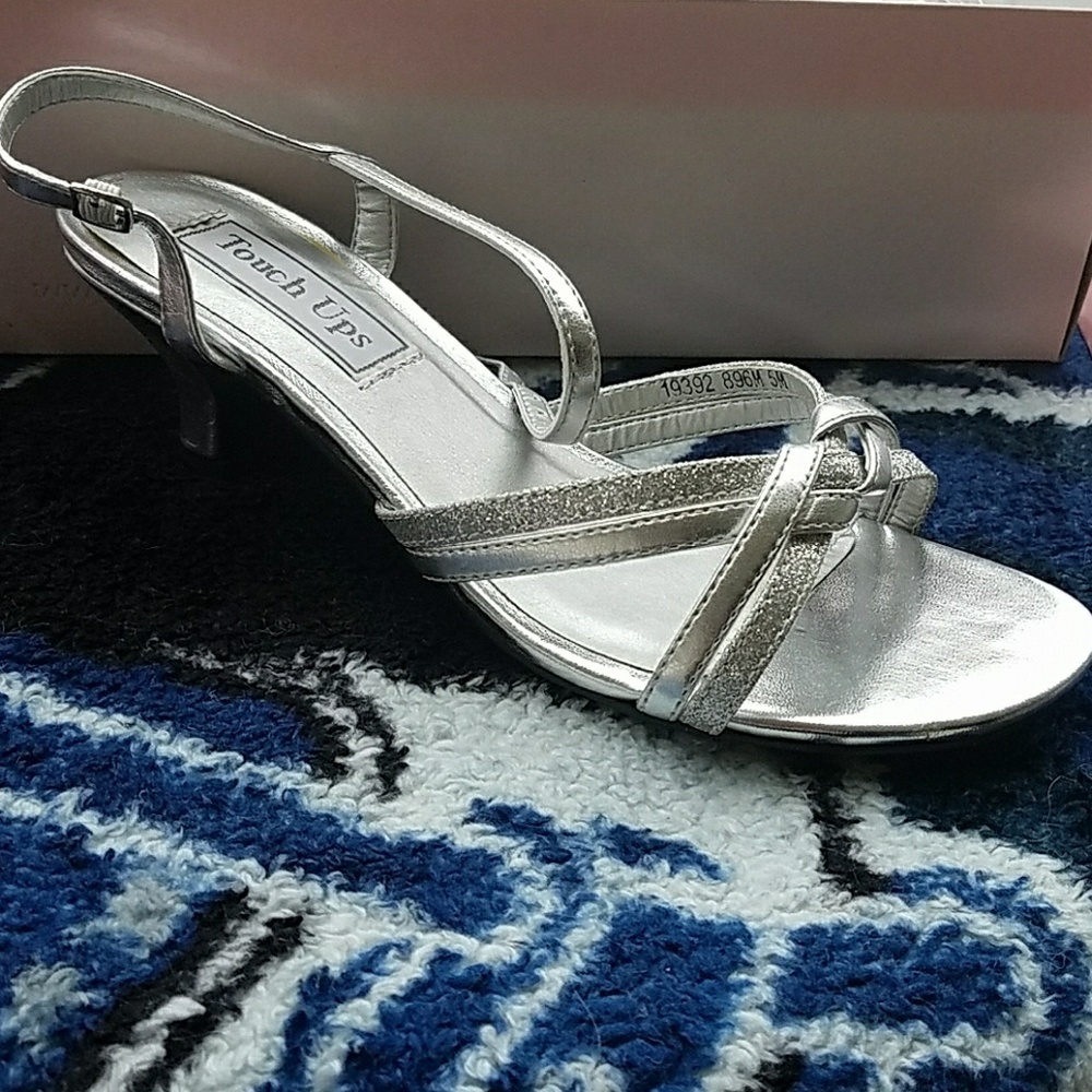 Strappy silver women's heels